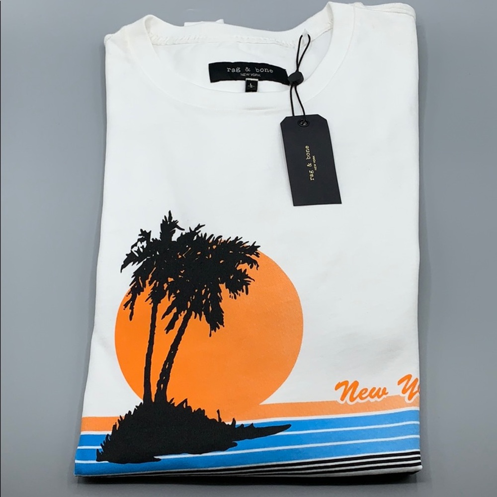 Rag & Bone Bright White Vacation Graphic Tee